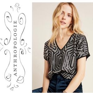Anthropologie Porridge Gabi Sequined Top Size M